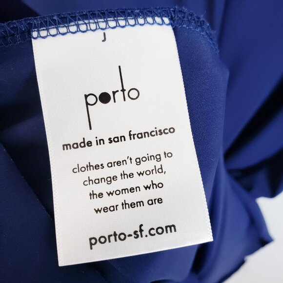 Porto San Francisco Midi Dress Sleeveless Navy Blue Stretch Pleated sz XL Preppy - Picture 8 of 13